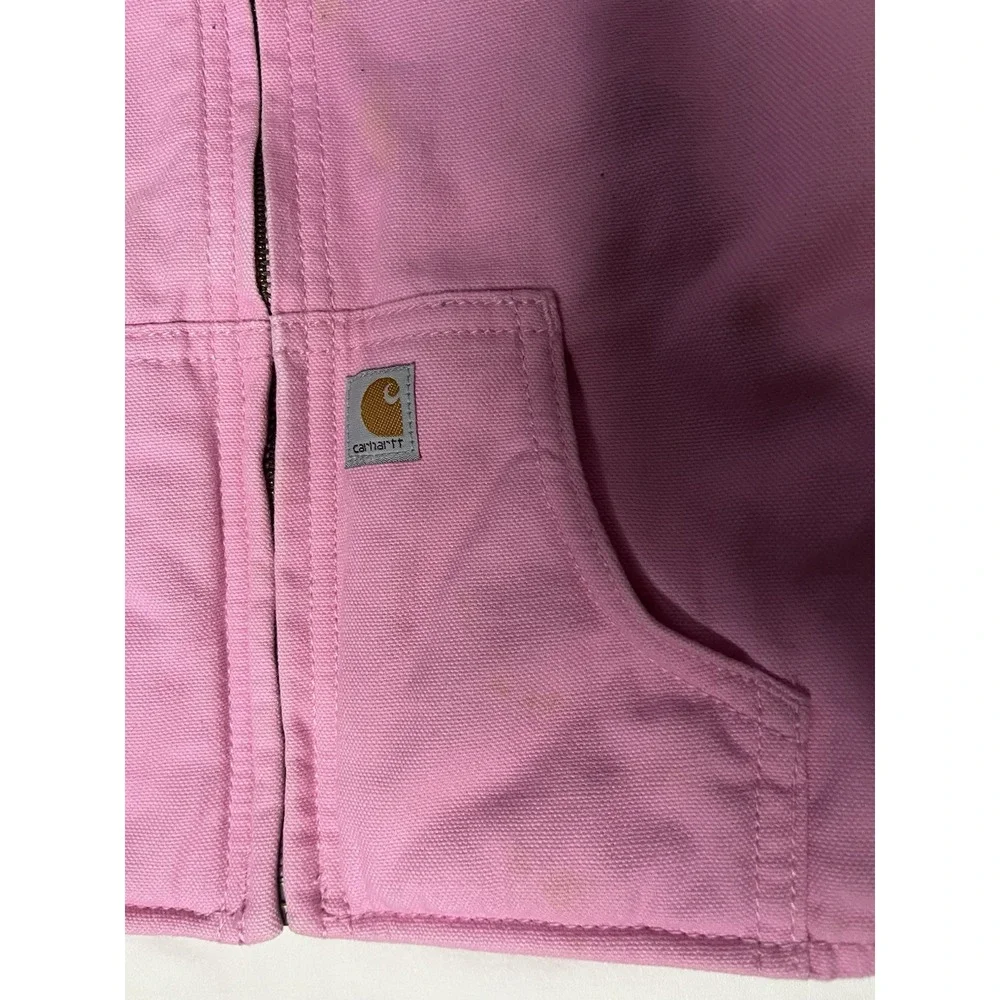 Carhartt Sherpa Lined Jacket Girl's Size 18M Pink Full Zip Hooded